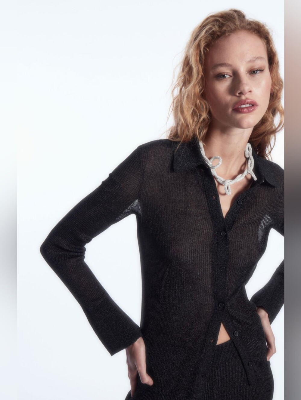 COS Sparkly Ribbed-Knit Shirt